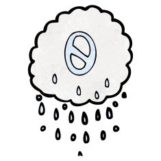 cartoon rain cloud with number zero