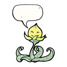 cartoon flower with speech bubble N109