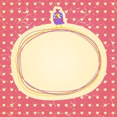Vintage owls doodle frame and hearts seamless background