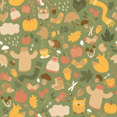 Autumn seamless pattern Doodle style