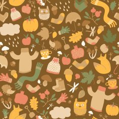 Autumn seamless pattern Doodle style N2