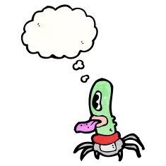 cartoon alien with thougth bubble N12