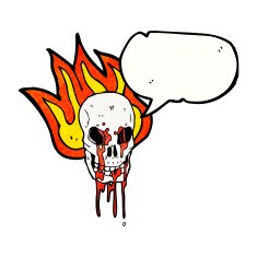 Cartoon Flaming Skull N63