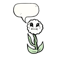 cartoon flower with speech bubble N113