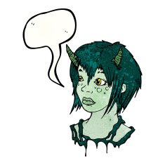 cartoon girl with devil horns N3