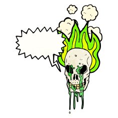 spooky flaming skull cartoon N7