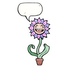 cartoon flower with speech bubble N115