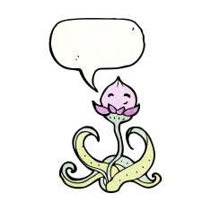 cartoon flower with speech bubble N117