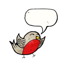cartoon robin with thought bubble N65