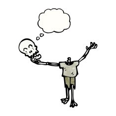 cartoon skeleton with thought bubble N18