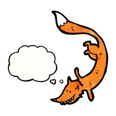 cartoon fox with thought bubble N48