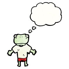 cartoon frog with thought bubble N12
