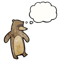 cartoon bear with thought bubble N67