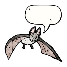 cartoon bat with speech bubble N32