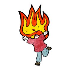 cartoon flaming headless man N3