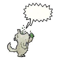 cartoon wolf gargling mouthwash N4