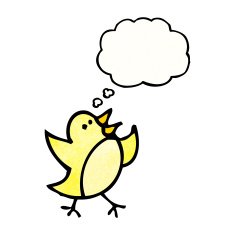 cartoon bird with thought bubble N440