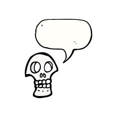 cartoon skull symbol with speech bubble N4