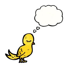 cartoon bird with thought bubble N443