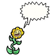 cartoon flower with face N49