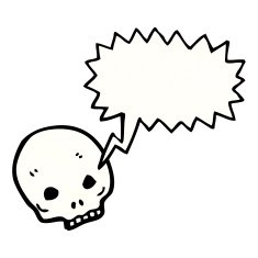 spooky skull symbol with speech bubble N12