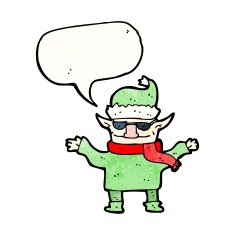 cartoon elf with speech bubble N14