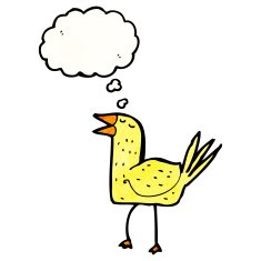 cartoon bird with thought bubble N446