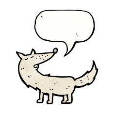 cartoon wolf with speech bubble N70