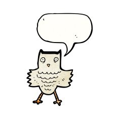 owl with speech bubble cartoon N4