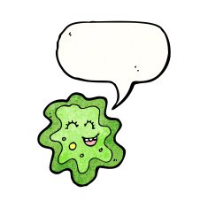 cartoon germ with speech bubble N27