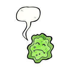cartoon germ with speech bubble N28