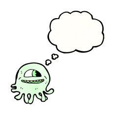 cartoon jellyfish with though bubbble N3