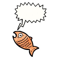 cartoon fish with speech bubble N130