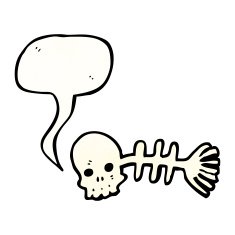 cartoon spooky fish bones symbol N8