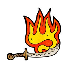 cartoon flaming sword N24