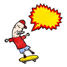 cartoon old man on skateboard N5