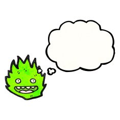 little green flame spirit cartoon N6