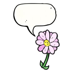 cartoon flower with speech bubble N120
