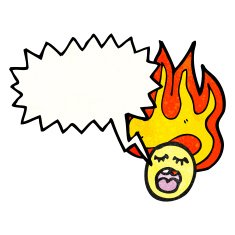 cartoon flaming emoticon face N21