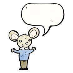 cartoon mouse with speech bubble N39