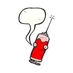 cartoon medical needle full of blood N3