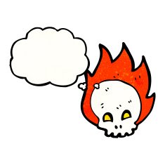 spooky flaming skull cartoon N8