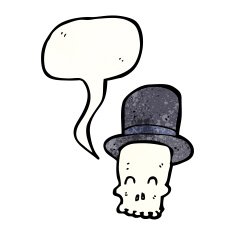 skull in top hat cartoon N15