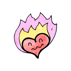 Flaming love heart cartoon