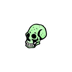cartoon spooky green skull N18