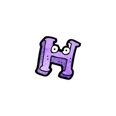 cartoon letter h with eyes N3