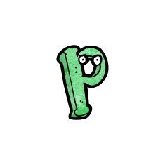 cartoon letter p with eyes N4