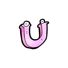 cartoon letter u with eyes N4