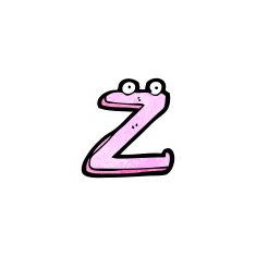 cartoon letter z with eyes N6