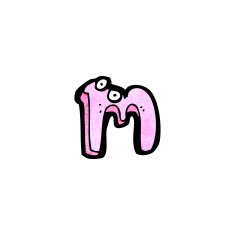 cartoon letter m with eyes N5
